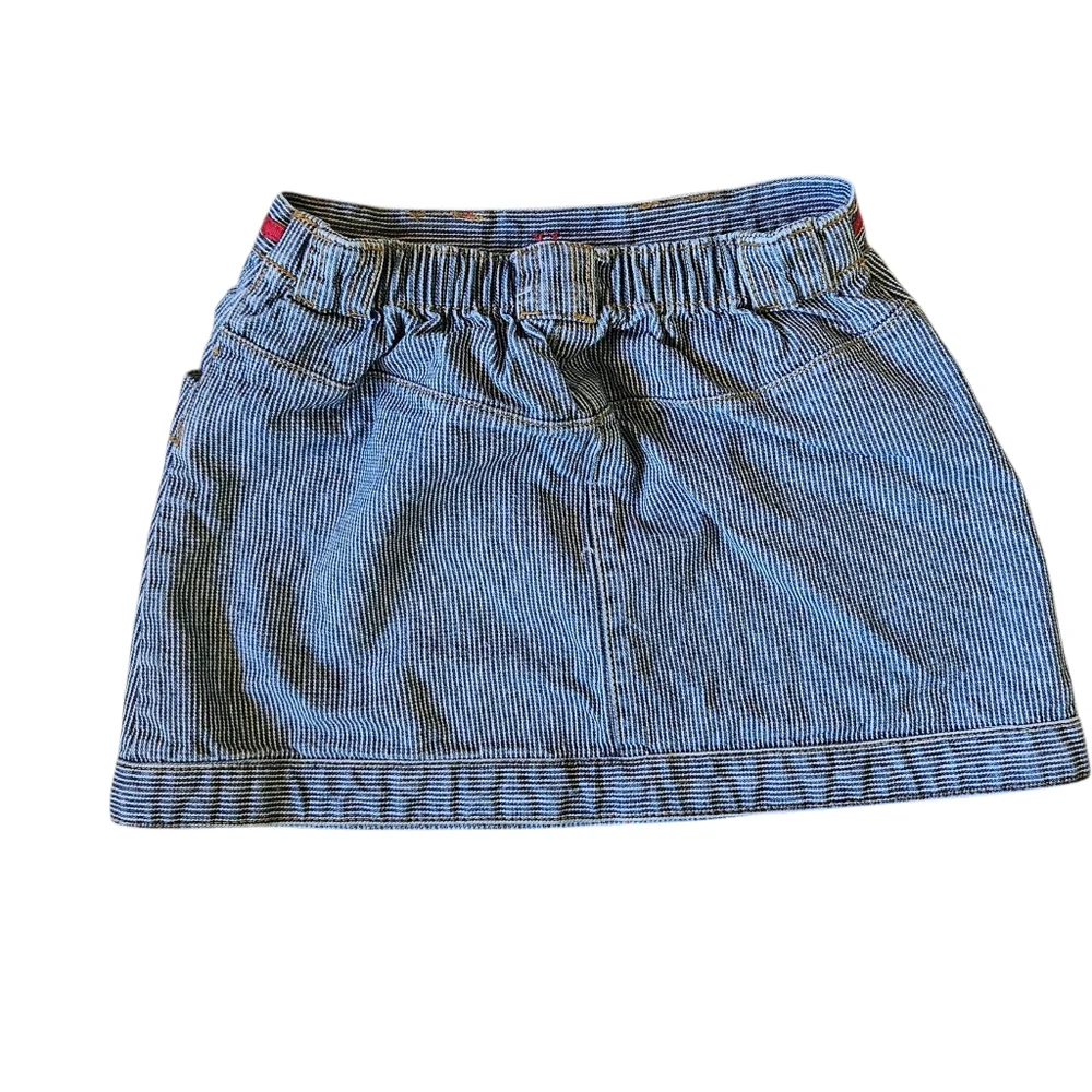 Gymboree Girls Railroad Stripe Denim Skirt Apple Buttons Size 5T Back to School